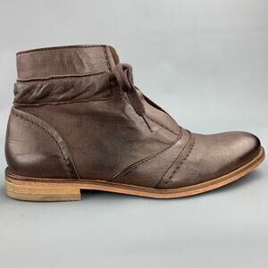 ACOTE Size 6 Brown Leather Lace Up Ankle Boots